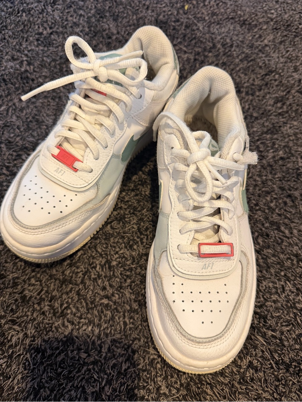 Nike White Sneakers with Mint and Red Accent